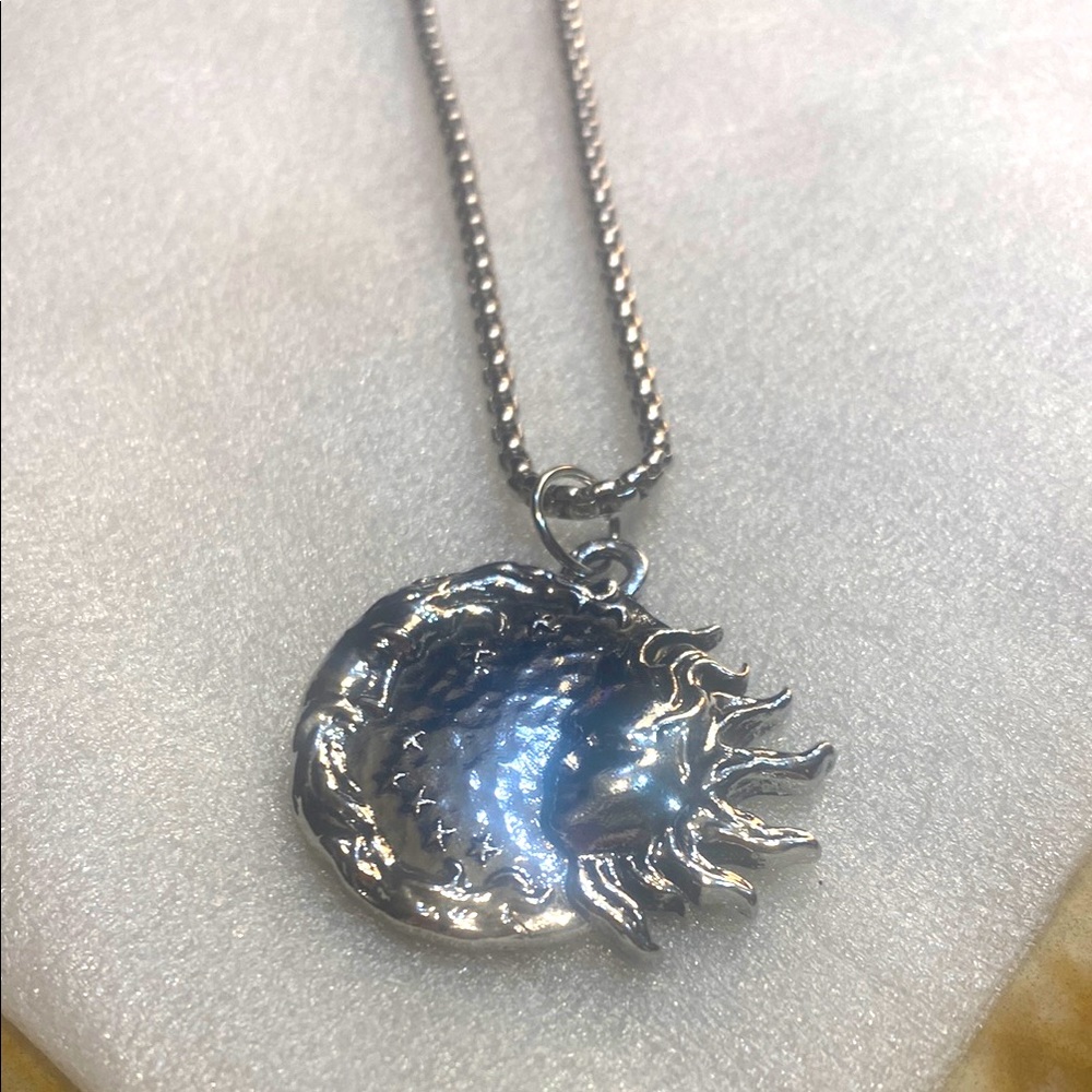 Silver Sun and Moon Pendant Necklace